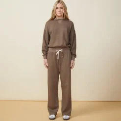 MONROW Teddy Fleece Straight Leg Sweat EARLGREY Shop